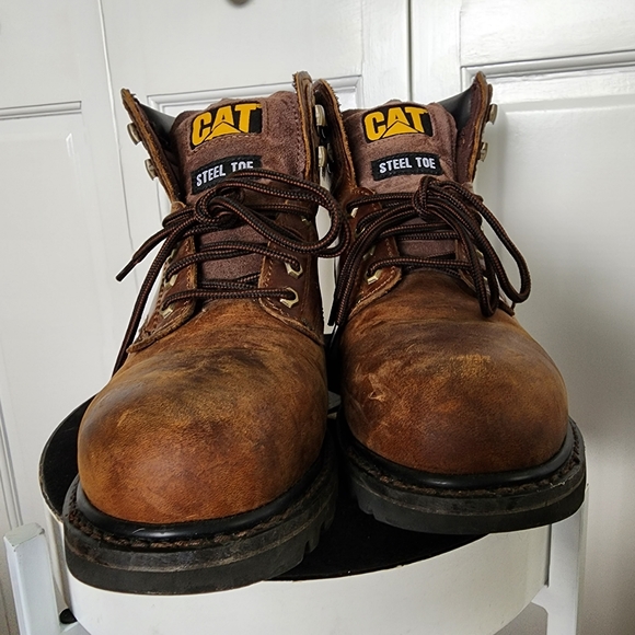 Catepillar Mens Work Boots Brown Steel Toe - Picture 3 of 9